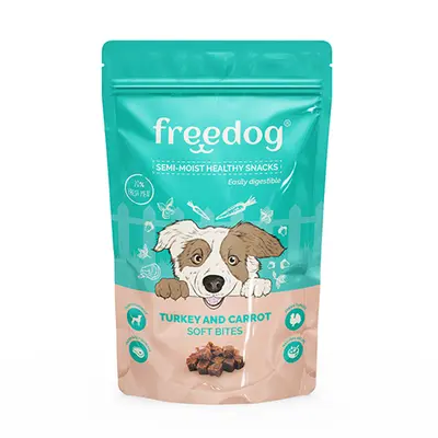 Freedog Snack Semi-Moist Turkey & Carrot- Лакомство за кучета - меки хапки Пуешко & моркови - 100 г