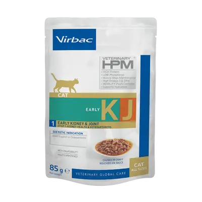Virbac Cat Early Kidney Care Pouch - Диетична мокра храна за котки с бъбречна недостатъчност, пауч хапки в сос грейви - 12х85 г