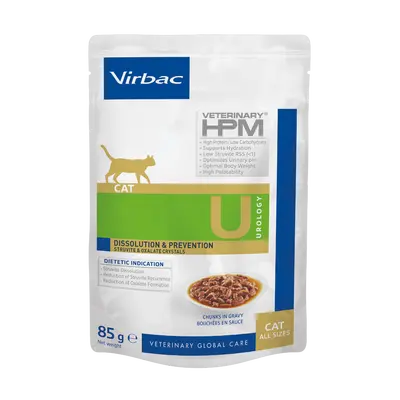 Virbac Cat Urology Dissolution & Prevention Pouch - За разтваряне на струвитни и превенция на оксалатни камъни, пауч хапки в сос грейви 12x85г