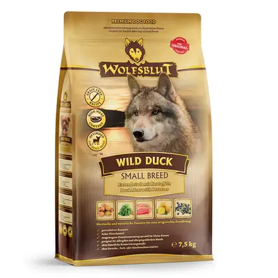Wolfsblut Wild Duck Small Breed - суха храна за кучета от дребни породи с дива патица и картофи, 7,5 кг