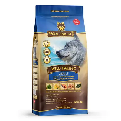 Wolfsblut Wild Pacific Adult - храна за кучета с дива тихоокеанска риба и картофи, 12,5 кг