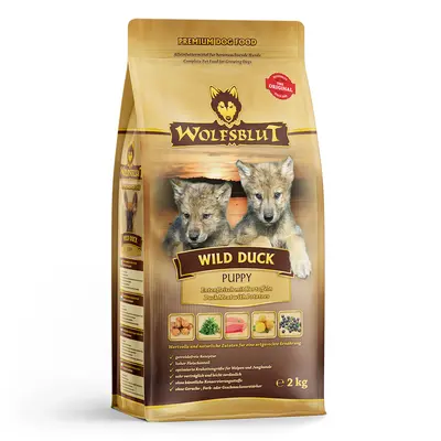 Wolfsblut Wild Duck Puppy - суха храна за малки кученца с дива патица и картофи, 2 кг