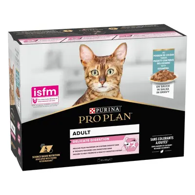 Pro Plan Delicate - Пълноценна мокра храна за котки в зряла възраст с риба, пауч 10 х 85 г