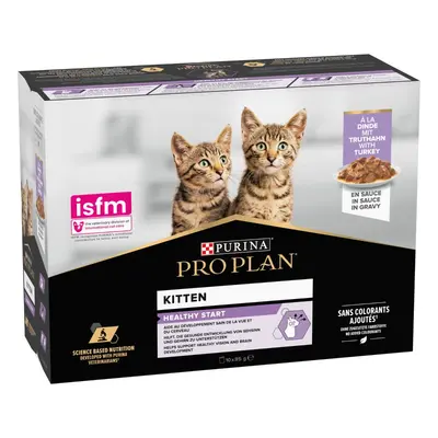 Pro Plan Kitten Healthy Start - Пълноценна мокра храна за малки котенца, с пуйка в сос, пауч 10 х 85 г