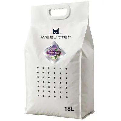 Weelitter PLUS Passion Flower 18 л. - Натурална, биоразградима соева котешка тоалетна + тапиока, аромат Пасифлора - 18л