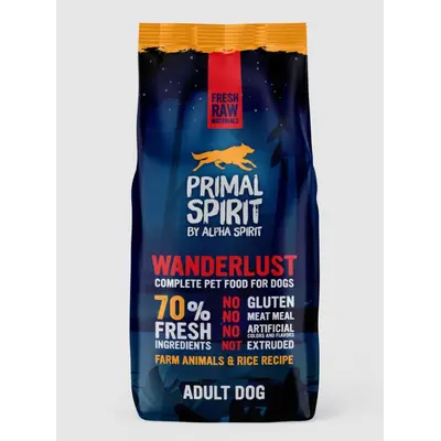 Primal Spirit Wanderlust - Суха храна за куче с 50% прясно пилешко и 20% прясна риба 12 кг