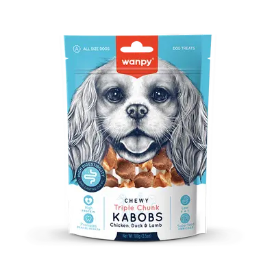 Wanpy Kabobs - лакомства за кучета, шишчета с пилешко, патешко и агнешко, 100 г