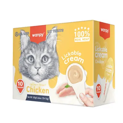 Wanpy Cat Chicken - лакомство за котки, лъжичка с кремообразно лакомство с пилешко, 10х16 г