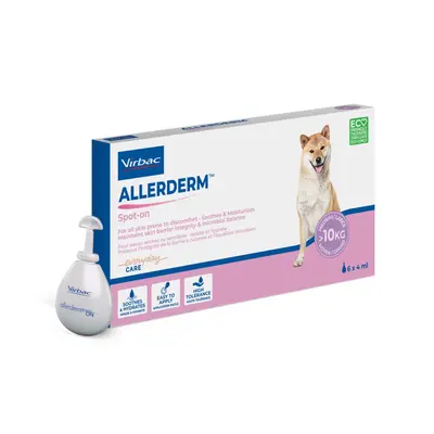 Virbac Allerderm - липиден комплекс възстановяващ кожната бариера, за кучета над 10 кг - кутия с 6 пипети х 4 мл