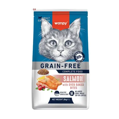 Wanpy Cat Grain Free Salmon - суха храна за котки със сьомга, без зърно, 8 кг