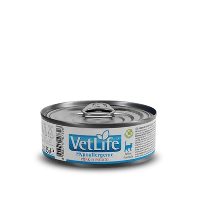 Frmina Vet Life Feline Hypoallergenic Pork & Potato - Хипоалегргенна мокра храна за котки със свинско и картофи, консерва 85 г