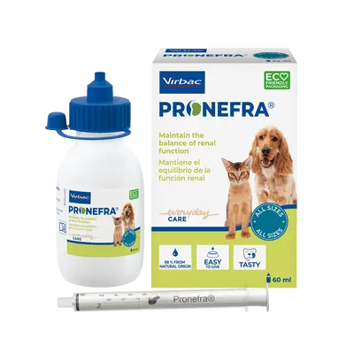 Virbac Pronefra® - Орална суспензия, подпомагаща функцията на бъбреците при кучетата и котките - 180 мл