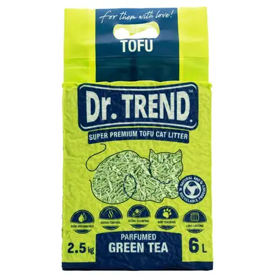 Dr. Trend Tofu Cat Litter Green Tea - Соева котешка тоалетна с аромат на Зелен чай, 6л