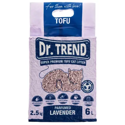 Dr. Trend Tofu Cat Litter Lavender - Соева котешка тоалетна с аромат на Лавандула, 6л