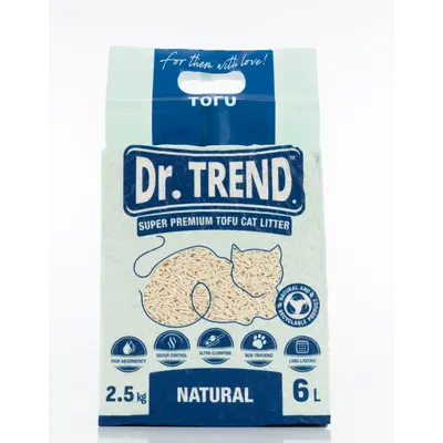 Dr. Trend Tofu Cat Litter Natural - Соева котешка тоалетна без аромат, 6л