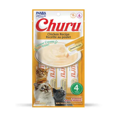 Inaba Churu Puree Chicken Recipe - Кремообразно лакомство за котки с пиле, 4 бр. х 14 г в пакет
