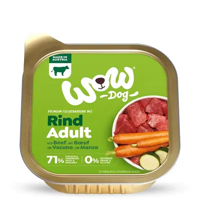WOW Dog Adult beef with carrots and courgette - Пастет за кучета с говеждо, моркови и тиквички - 150 г