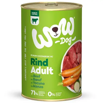 WOW Dog Adult beef with carrots and courgette - За кучета в зряла възраст с говеждо, моркови и тиквички - консерва 400 г