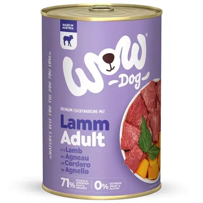 WOW Dog Adult lamb with pumpkin and nettle - За кучета в зряла възраст с агнешко, тиква и коприва - консерва 400 г
