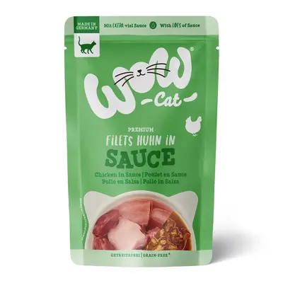 WOW Cat Chicken in sauce pouch -  Пълноценна мокра храна за котки - пилешко филе в сос, пауч  8 х 85 г