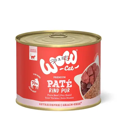 WOW Cat Adult Paté Pure Beef - Пастет за котки с чисто говеждо месо - консерва 200 г