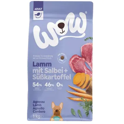 WOW Dog Adult  lamb with sage and sweet potato - Суха храна за кучета с агнешко, салвия и сладък картоф - 1 кг