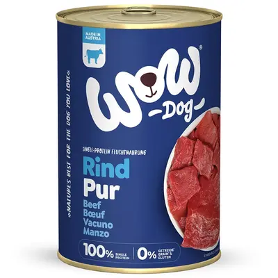WOW Dog MONO PROTEIN Pure Beef - За кучета в зряла възраст с говеждо - консерва 400 г