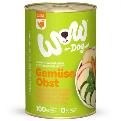 WOW Dog 100% Veggies & Fruits - За кучета в зряла възраст 100% зеленчуци и плодове - консерва 400 г