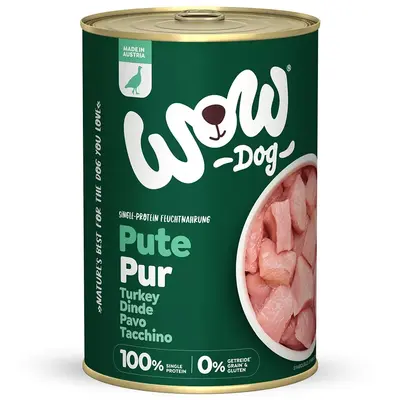 WOW Dog MONO PROTEIN Pure Turkey - За кучета в зряла възраст с чисто пуешко - консерва 400 г