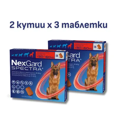 NexGard Spectra XL - 30-60 кг - 2 КУТИИ х 3 ТАБЛЕТКИ