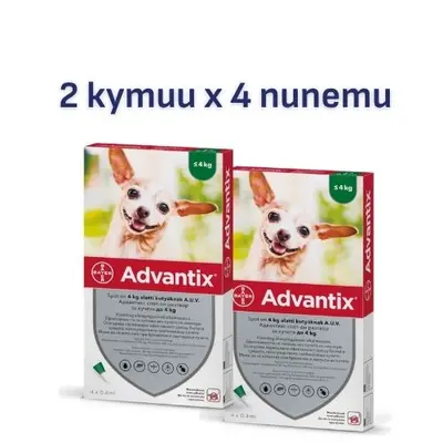 Bayer Advantix Spot On до 4 кг - 2 КУТИИ x 4 ПИПЕТИ