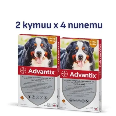 Bayer Advantix Spot On 40-60 кг - 2 КУТИИ х 4 ПИПЕТИ