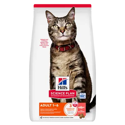 Hill's Science Plan Feline Adult Salmon – Пълноценна суха храна за котки от 1 до 6 години със сьомга - 1,5 kg