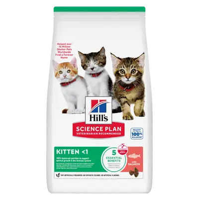 Hill's Science Plan Kitten Salmon - пълноценна суха храна за подрастващи котенца до 1 година - 1,5 кг