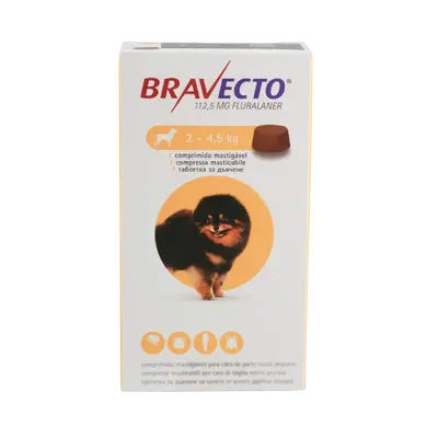 BRAVECTO ® Chew™ - обезпаразитяващи таблетки за кучета от 2 кг до 4,5 кг