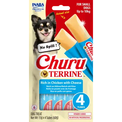 Churu Terrine - Лакомство за кучета  от дребни породи с пиле и сирене 4 х 15 г