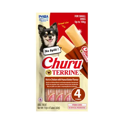 Churu Terrine - Лакомство за кучета от дребни породи с пиле и фъстъчено масло 4 х 15 г