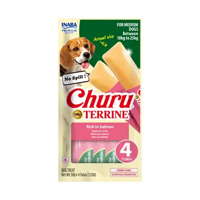 Churu Terrine - Лакомство за кучета  от средни породи със сьомга 4 х 30 г