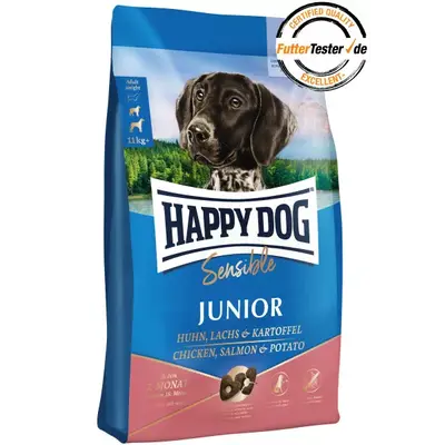 Happy Dog Sensitive Junior Salmon - Пълноценна храна  за кученца от 6 до 18 месеца със сьомга