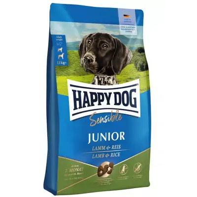 Happy Dog Sensible Junior Lamb & Rice - пълноценна храна за кученца от средни и едри породи  на възраст от 7 до 18 месеца с агнешко