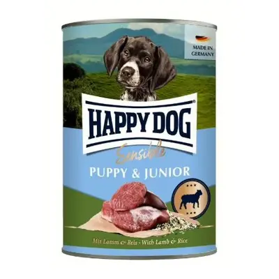 Happy Dog Sensible Puppy & Junior Lamb & Rice - Пълноценна мокра храна за чувствителни кученца и млади кучета с агнешко, консерва