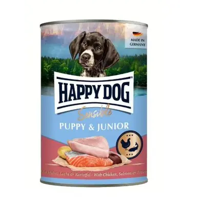 Happy Dog Sensible Puppy & Junior Salmon - Пълноценна мокра храна за чувствителни кученца и млади кучета със сьомга, консерва