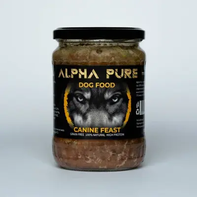 Alpha Pure - Стерилизирана храна за кучета с пилешко и зеленчуци, 8 х 500 г