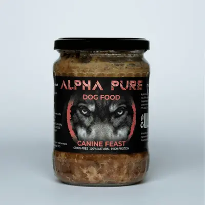 Alpha Pure - Стерилизирана храна за кучета с свинско и зеленчуци, 8 х 500 г
