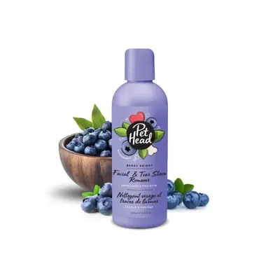 Pet Head Berry Bright – 2в1 измиващ гел за лице за кучета със светла козина и за премахване на петна от сълзи, 200 мл