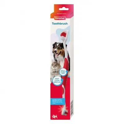 Beaphar Double-Ended Toothbrush - четка за зъби за кучета и котки, с две страни