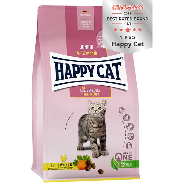 Happy Cat Young Junior Farm Chicken- суха храна за подрастващи котки