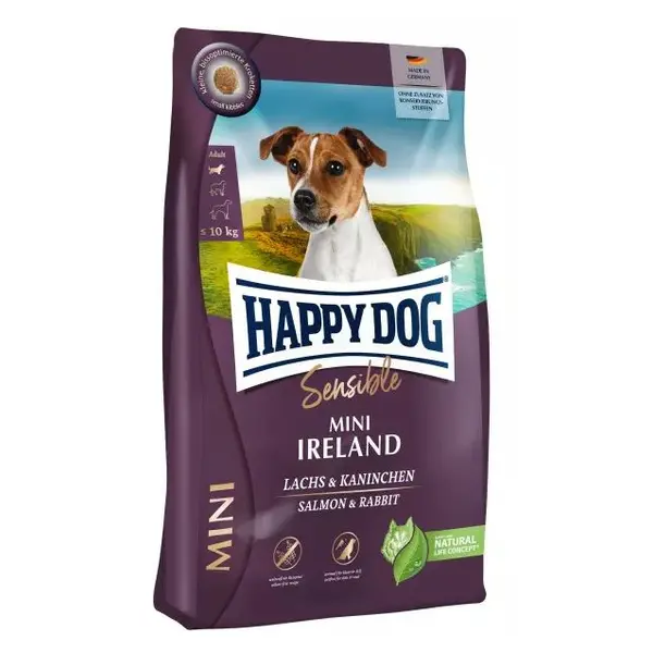 Happy Dog Sensible Mini Ireland - Пълноценна суха храна за кучета от малки породи със сьомга и заешко