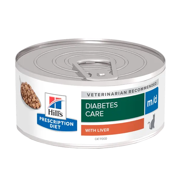 Hill's PRESCRIPTION DIET m/d Diabetes Care - лечебна мокра храна за котки с диабет, за отслабване и за регулиране на кръвната захар, консерва 156 г