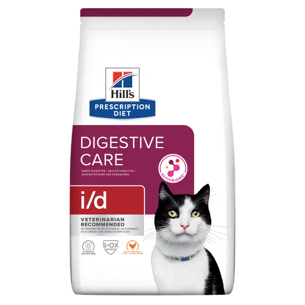 Hill's PRESCRIPTION DIET i/d Digestive Care - лечебна суха храна за котки с храносмилателни разстройства и за възстановяване, с пилешко